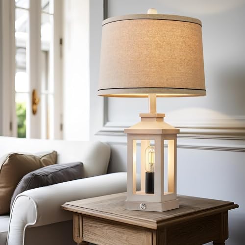 Farmhouse Table Lamps Set of 2 for Living Room 23.75" Bedroom Lamps White