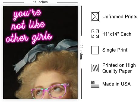 Poster Master You're Not Like Other Girls Print - Pink Neon Poster - Altered & Pop Art - Trendy Gift for Men & Women - Wall Decor for Bedroom, Living Room or Office - 11x14 UNFRAMED Wall Art