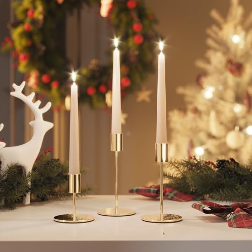 zeochyni Set of 12 French Gold Taper Candle Holder Bulks for Wedding, Party