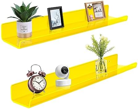 ROYALITA 2-Pack Acrylic Shelves Wall Mounted, 24 Inch Floating Shelves