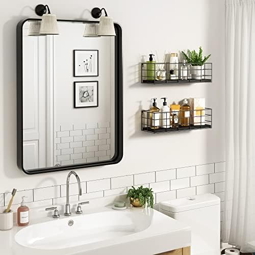 Fixwal Wire Frame Floating Shelves for Wall 4 Different Sizes, Black