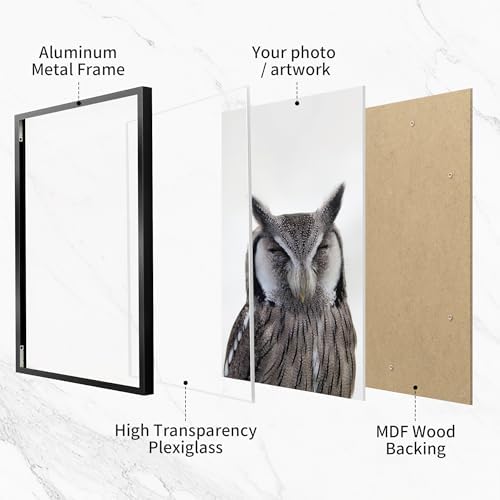 6x9 Metal Picture Frame - High-End Aluminum Frame for Art, Simple and Elegant 6 by 9 Poster Photo Frame for Wall Gallery, Mount Horizontally or Vertically, Black, 3 Pack