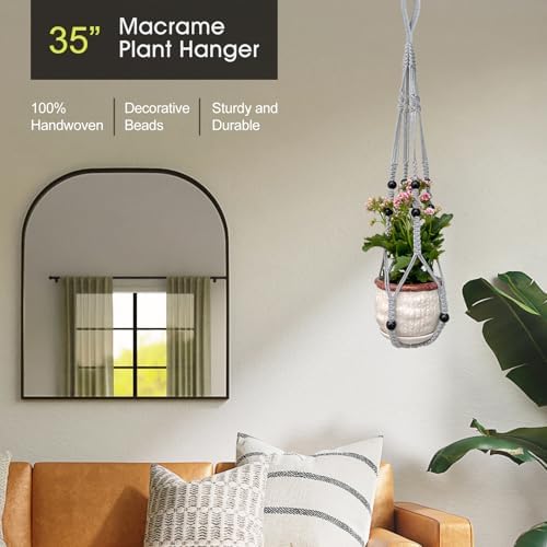RIFNY Macrame Plant Hanger Indoor, Hanging Plant Holder, White, 2 PCS