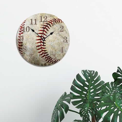 ArogGeld Baseball Sport Clock Cute Baseball 10 Inch Large Wall Clocks