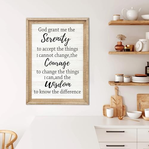 Serenity Prayer Rustic Bible Verse Framed Wall Art, 16''×11'' Religious Christian Saying Sign for God Jesus Christ Prayer, Vintage Positive Horizontal Holy Inspirational Catholic Scripture Gift Decor