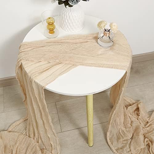 DOLOPL Beige Boho Cheesecloth Table Runner 13.3ft,160inch