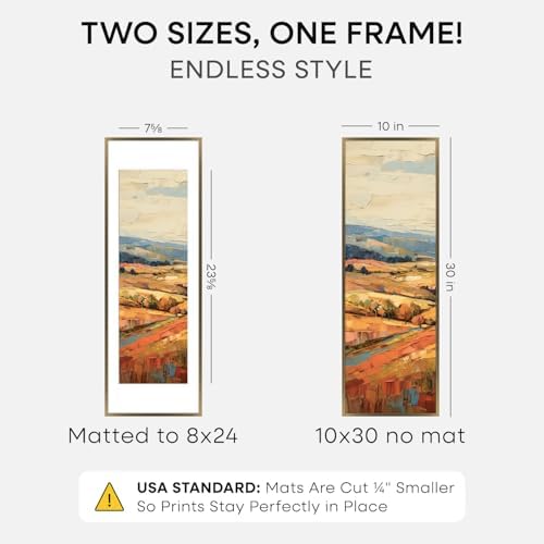 Homeforia 10x30 Bronze Picture Frame, High-End Metal, 8x24 Mat, Glass
