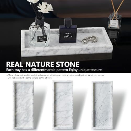 Real Natural Small Marble Tray for Bathroom, Vanity, Kitchen Counter