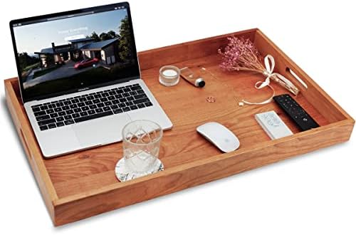 28"x 18" Extra Large Rectangle Cherry Wood Ottoman Tray
