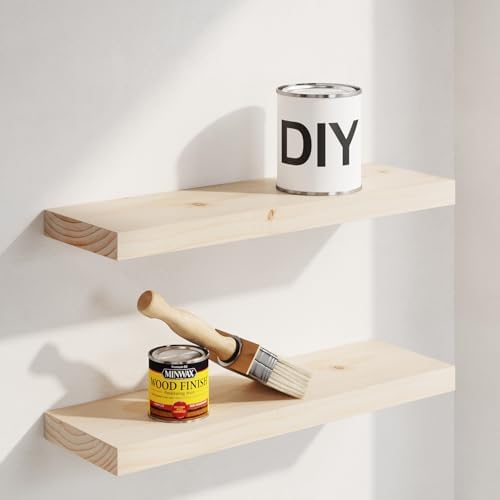 Homeforia 18 Inch DIY Floating Shelves, High-End Solid Pine Wood, Set of 3