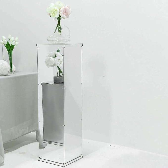 Efavormart 40" Silver Mirror Finish Wedding Decor Ideas - Clear Display Box with Interchangeable Lid and Base - Perfect for Centerpiece Display in Weddings, Baby Showers, Parties