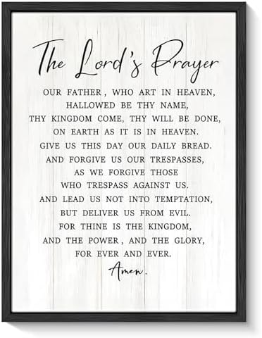 Floating Framed the Lords Prayer Canvas Wall Decor 16x24 Inch | Our Father Bible Verse Wall Art, Christian Scripture Prints for Church, Prayer Room, Inspirational Religious Faith Paintings