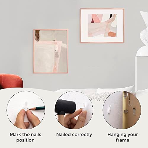 11x14 Metal Picture Frame- 11x14 Aluminum Photo Frames with 8x10 Mat, Tempered Glass Front, and Hanging Hardware - Ideal for Wall or Tabletop Display - Premium Metal Picture Frame Collection(Rose