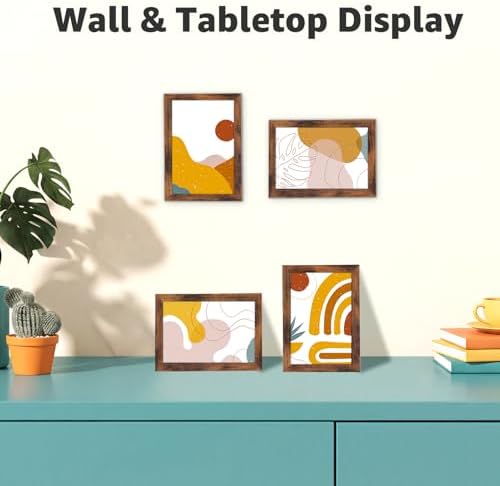 Giftgarden 4x6 Picture Frame Set of 18, Lightweight 4 by 6 Frames Bulk for Gallery Wall Photo Hanging and Tabletop Display, Rustic Brown