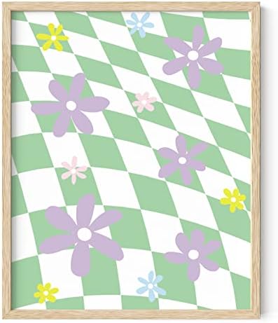 HAUS AND HUES Danish Pastel Aesthetic - Green Wall Art Danish Posters Cute Wall Decor Floral Wall Decor Floral Danish Pastel Room Decor Aesthetic Danish Home Decor (16" x 20" Framed Beige)