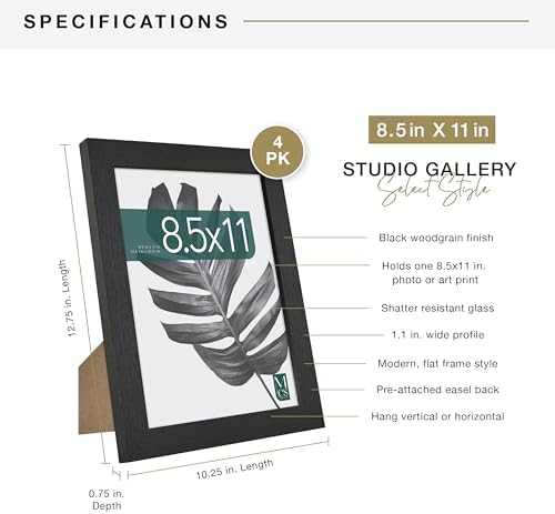 MCS Studio Gallery Frame Black Woodgrain, 4-Pack