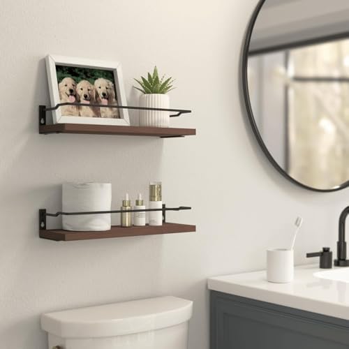 RICHER HOUSE Floating Shelves Bathroom, Small Wall Shelf Over Toilet 2 Set