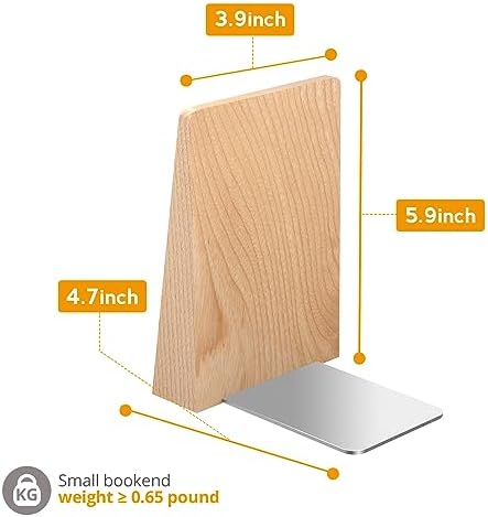DRELIFAM Ash Wood Book Ends Heavy Duty Handmade Book Ends for Shelves Decorative Bookends to Hold Heavy Books (Ash Wood Small)