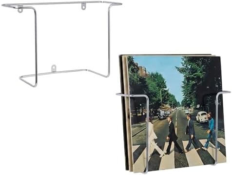 MyGift Set of 2 Silver Metal Wire Vinyl Record Wall Mounted Display Racks