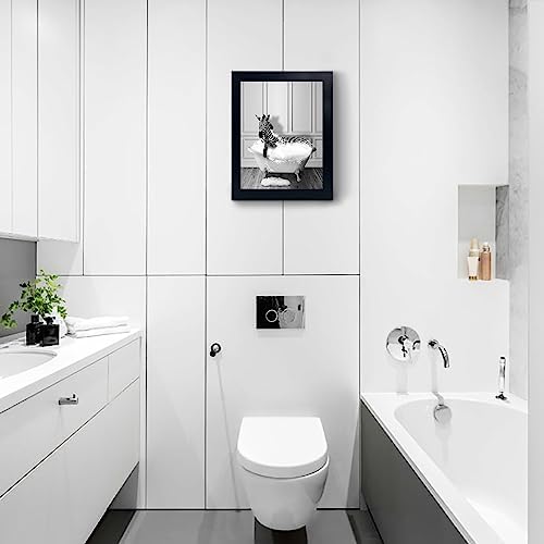 calmart Funny Decor Wall Art - Zebra Pictures, Sign,s Funny Animal Canvas Painting, Framed Artwork for Toilet