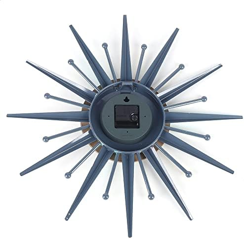 Mid Century Wall Clock, 22.8 Inch Large Metal Clock Starburst Wall Clocks, Home Decor Blue Wall Clock for Living Room/Bedroom/Kitchen