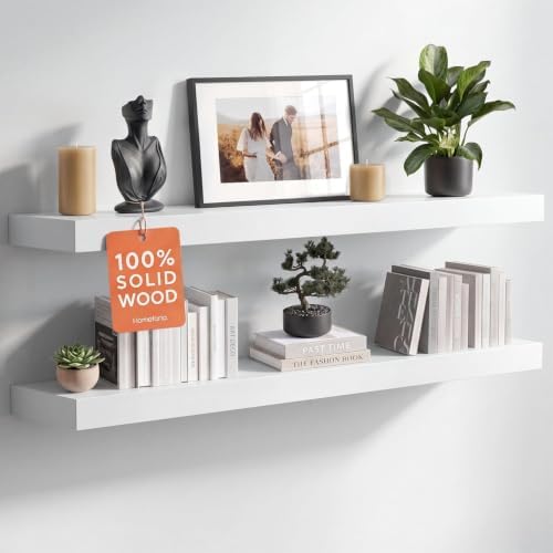 Homeforia 36 Inch Floating Shelves, High-End Solid Pine Wood, Set of 3