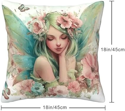 Fairy Throw Pillow Covers Set of 4 Decorative Soft Double Sided Print Pillow Case Farmhouse Home Decor for Living Room Sofa Couch 18x18