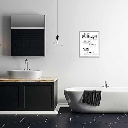Stupell Industries 'Best Bathroom Five Star Reviews Funny Bath Phrases', Framed Giclee Art, Gray, 16 x 20 Inches, Easy to Hang and Sturdy, Made in USA, by Lettered and Lined