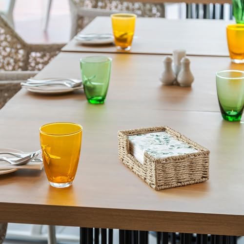 Napkin Holder for Bathroom, Woven Wicker Paper Rope Guest Towel Holder Tray, Disposable Paper Hand Towel Holder for Bathroom Accessories, Dinner Napkin Holder for Kitchen Table Party