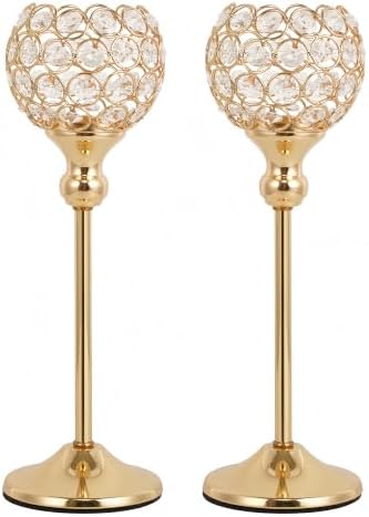 Gold Crystal Candle Holders Set of 2