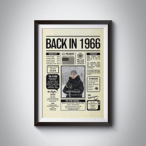 Personalized 59 year old birthday gifts - Back in 1966 Poster - Centerpiece Table Decorations 59th Birthday Party - Custom Born in 1966 Newspaper Vintage Poster for Men, Women
