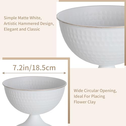 Sziqiqi White Urn Vase for Wedding, Compote Vase for Table, 5.9in, 10Pcs | Tall Floral Holder for Centerpiece Pedestal Bowl Pot, Flower Arrangements for Wedding, Party, Birthday, Event, Reception