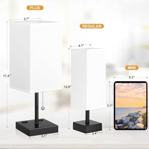 Bedside Lamp for Bedroom - 3 Color Temperatures, USB A+C, 2 AC Outlets
