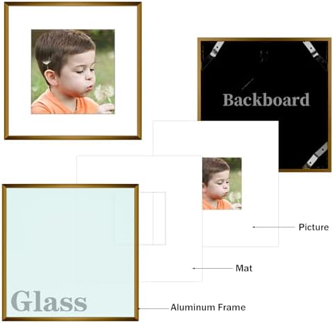 Frametory 2 Pack 12x12 Aluminum Frame with Mat for 8x8 Photo, Bronze