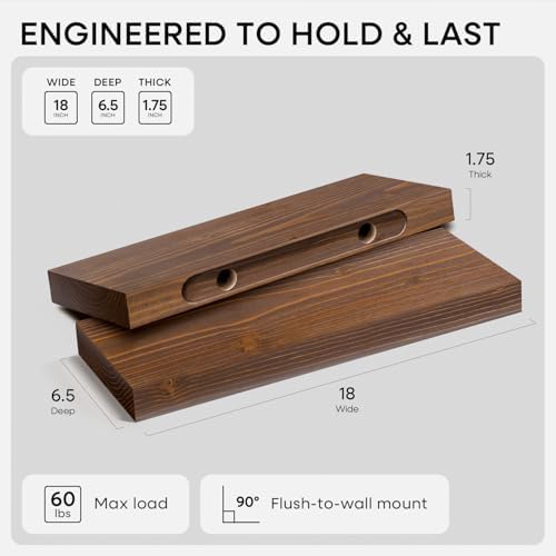 Homeforia 18 Inch Floating Shelves, High-End Solid Pine Wood, Set of 3