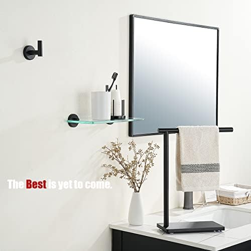 JQK Bathroom Glass Shelf Black, Tempered Glass Shower Storage 12 by 5 inches, 304 Stainless Steel Matte Black Wall Mount 2 Pack, TGS101L12-PB-P2