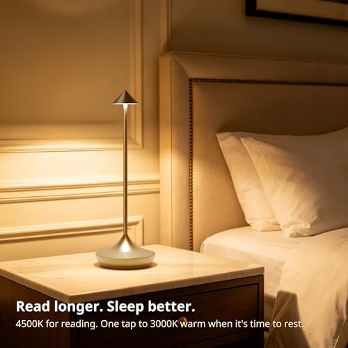 Cordless Rechargeable Table Lamp, Long-Lasting 60-Hr Battery, Dimmable LED