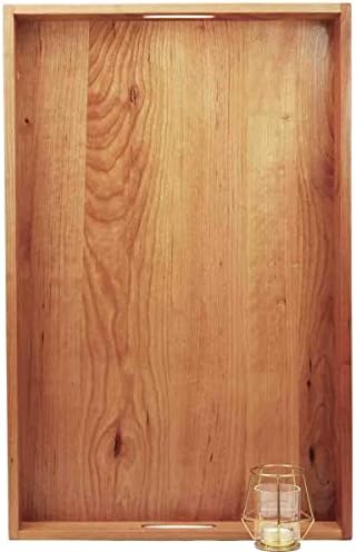 28"x 18" Extra Large Rectangle Cherry Wood Ottoman Tray
