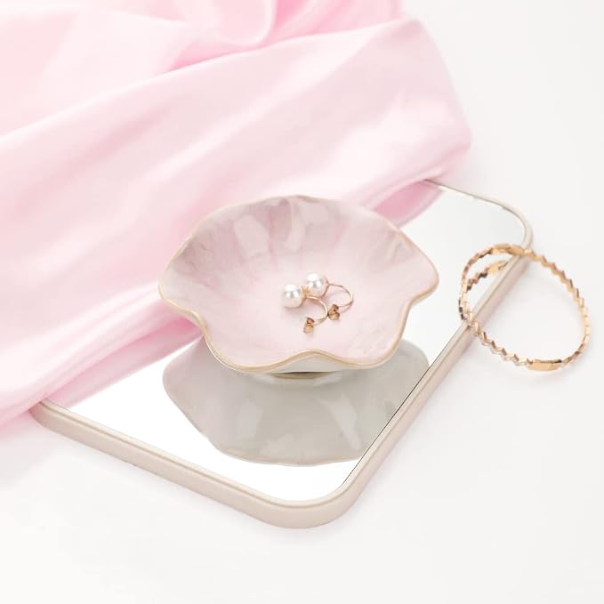 Binoster Ceramic Leaf Jewelry Dish, Pink Key Tray, Modern Jewelry Holder, Small Ring Dish, Trinket Tray, Nightstand Decor Room Decor