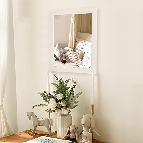 Rectangular Wall Mirror 20x16 Inch Bathroom Mirror for Over Sink, White | Farmhouse Wall Mounted Mirror, Hangs Horizontally or Vertically for Vanity, Entryway, Restroom