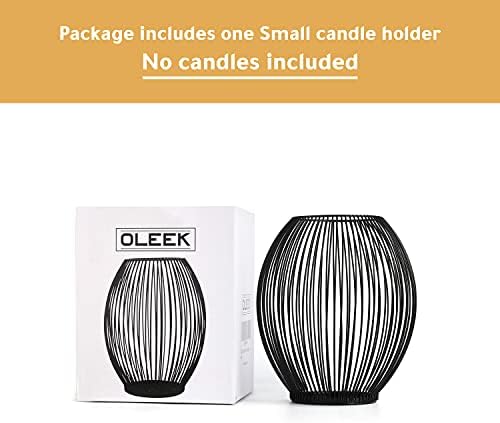 OLEEK Small Outdoor Candle Holders for Patio - Pillar Candle Holder - Black Wire Candle Holder for Table Centerpiece - Iron Lantern Decorative Candles - Farmhouse Decor Fireplace Metal Candle Holders