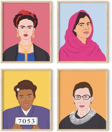 HAUS AND HUES Feminist Poster Set of 4 16x20 - Framed Beige