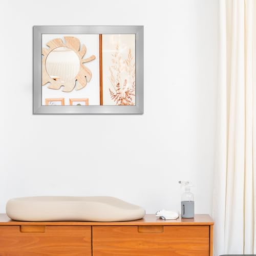 Rectangular Wall Mirror 20x16 Inch Bathroom Mirror for Over Sink, Nickel | Wall Mounted Mirror, Hangs Horizontally or Vertically for Vanity, Entryway, Restroom