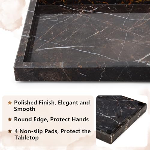 Real Natural Marble Tray for Bathroom, Vanity, Kitchen Counter & Desktop