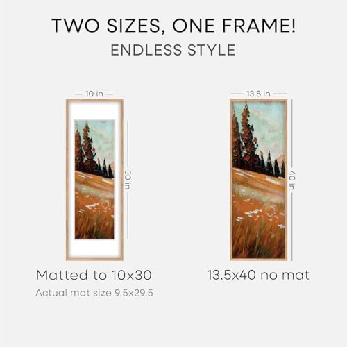 Homeforia 13.5x40 Natural Oak Frame, High-End Wood, 10x30 Mat, Glass