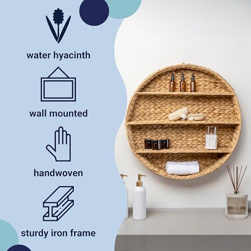 happimess Annulus 3-Shelf Circular Hyacinth Wall Rack 24.6", Natural