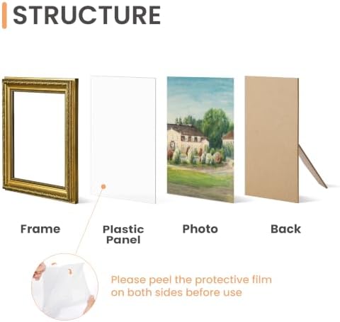 upsimples Vintage 8x8 Picture Frame, Antique Gold Frames, 2 Pack