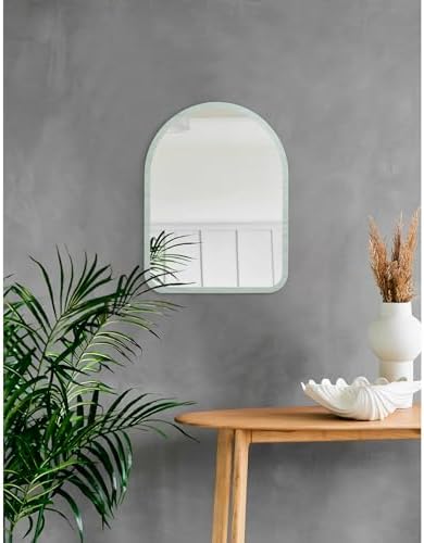 Mirrors for Wall Arched Wood Framed Mirror Decorative Wall Hanging Mirror for Bedroom Living Room Bathroom Small 16" x 12"