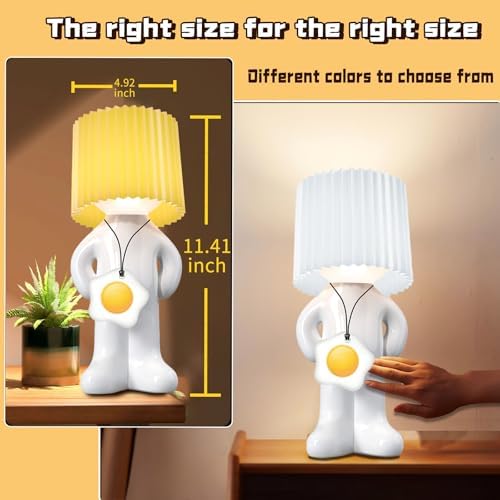 Fathers Day Gift Shy Man Lamp-Creative Gag Funny Night Light LED Table Lamp,Bedside Night Light, White Elephant Novelty Gifts for Men Women Christmas Valentines Day Him Her(White)