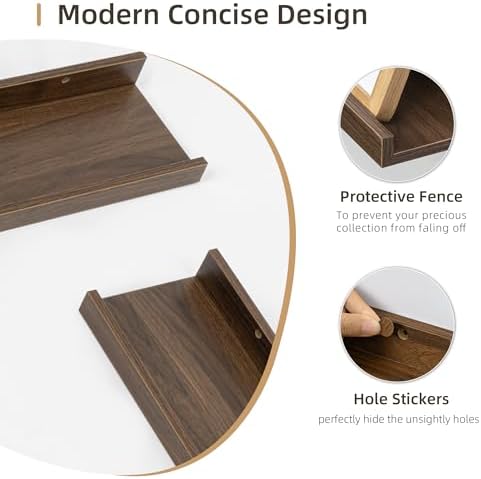 Acovy Picture Ledge Shelf, Wood, 56 inch, Walnut, Set of 2